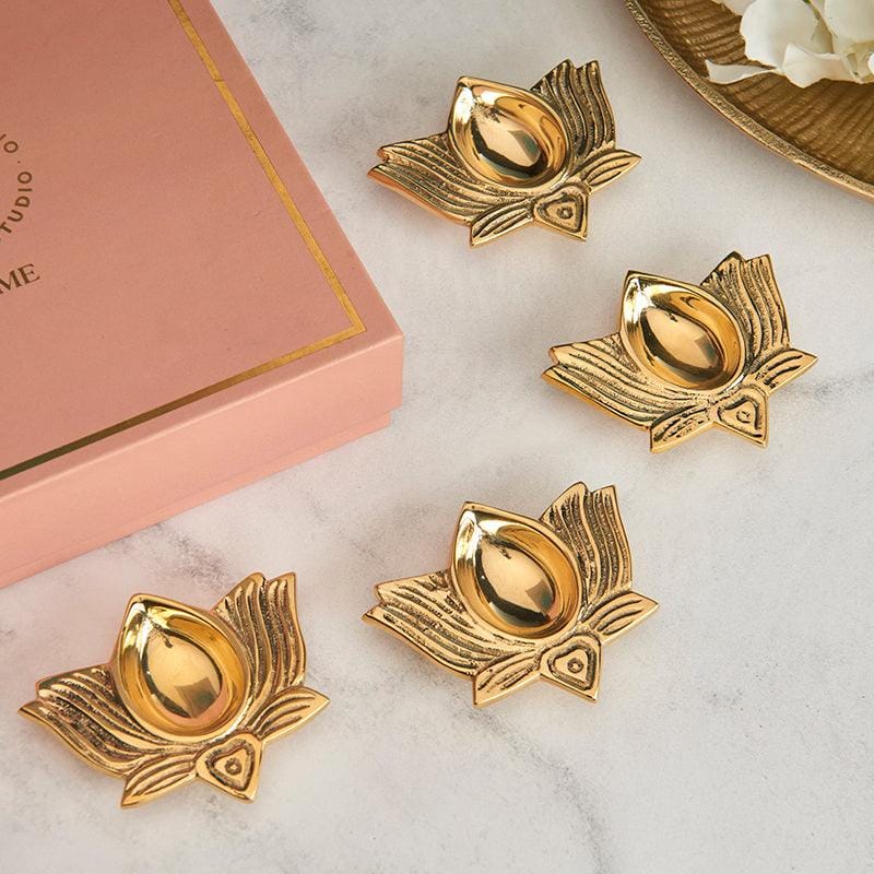 Brass Lotus Oil Diya (Set of 4) - Image 2