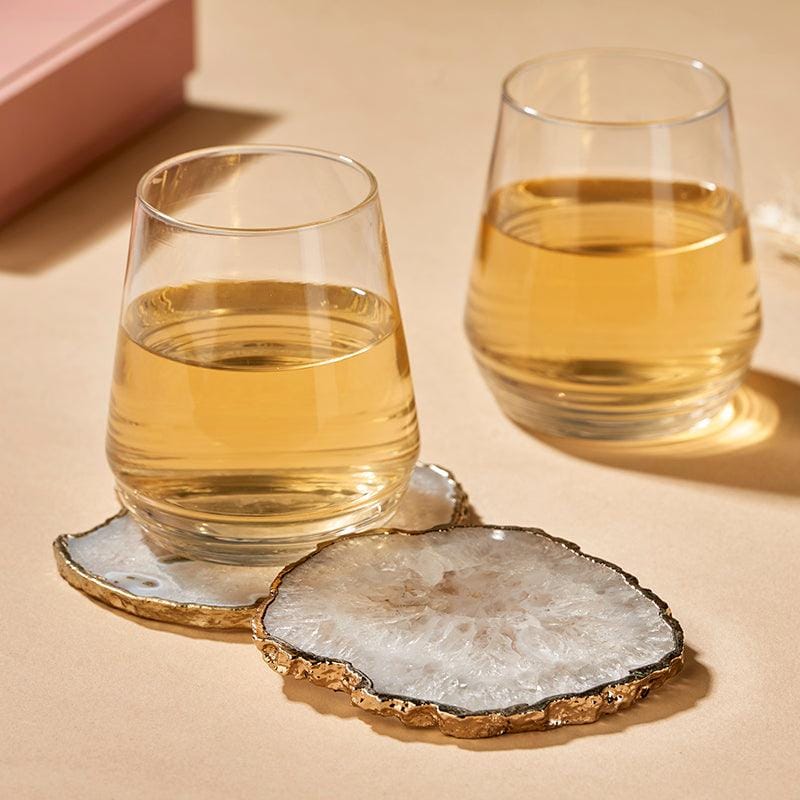 White Quartz Gold Edge Coasters (Set of 2) - Image 2