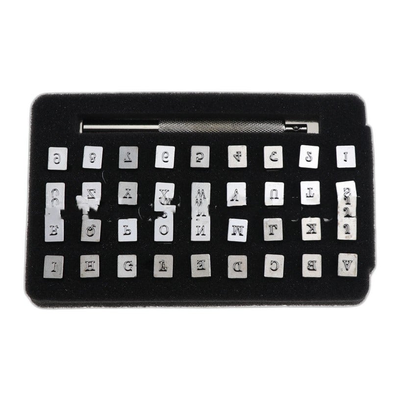 Alphabet & Number Leather Stamp Set (36-Piece)